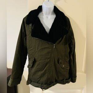 Express faux fur moto jacket